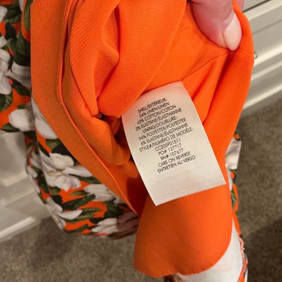 Alice + Olivia vibrant orange floral dress… adorable front tie. - Picture 11 of 12
